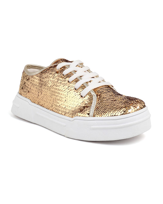 Tenis Noiva Madrinha Debutante com Paetês Dourados Benvenuta