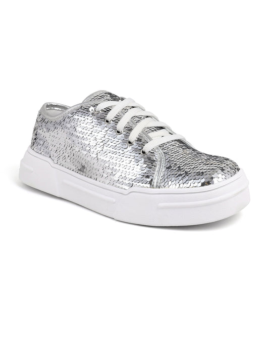 Tenis Noiva Madrinha Debutante com Paetês Prata Benvenuta