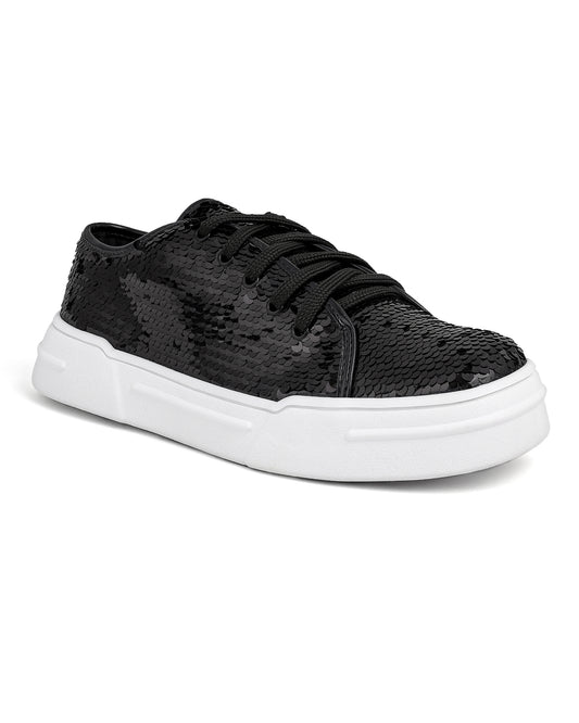 Tenis Noiva Madrinha Debutante com Paetês Preto Benvenuta