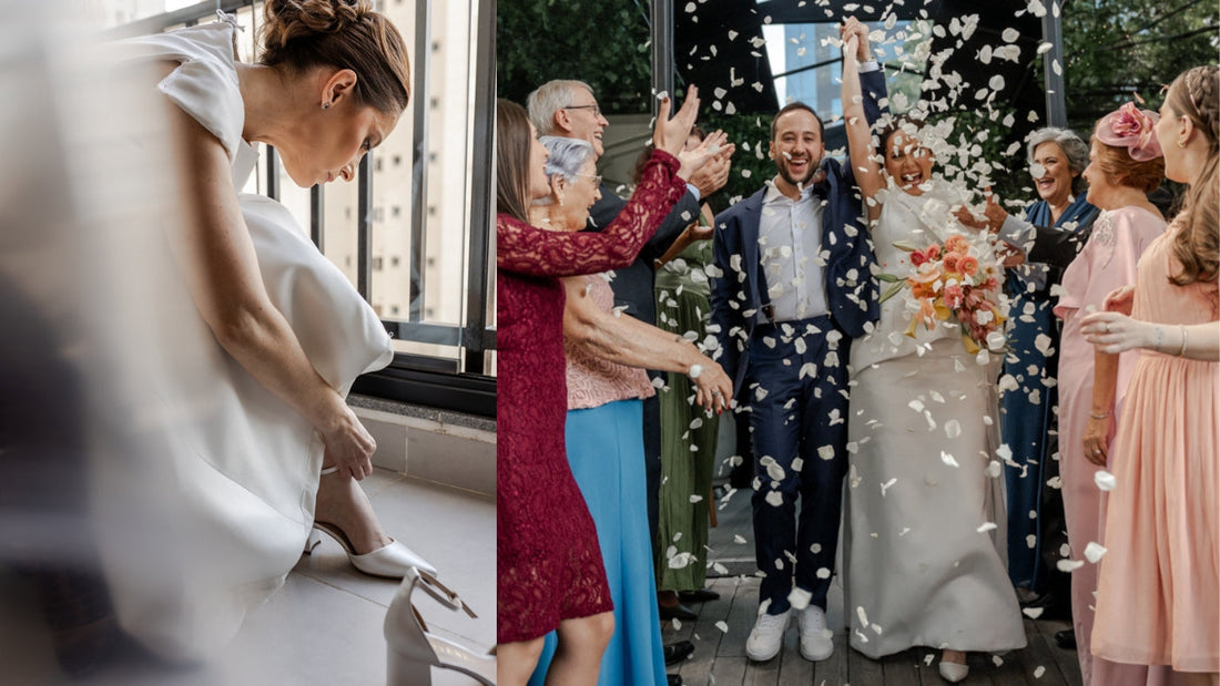 Noiva Natália Niro em seu casamento usando scarpin MIA65 da Benvenuta