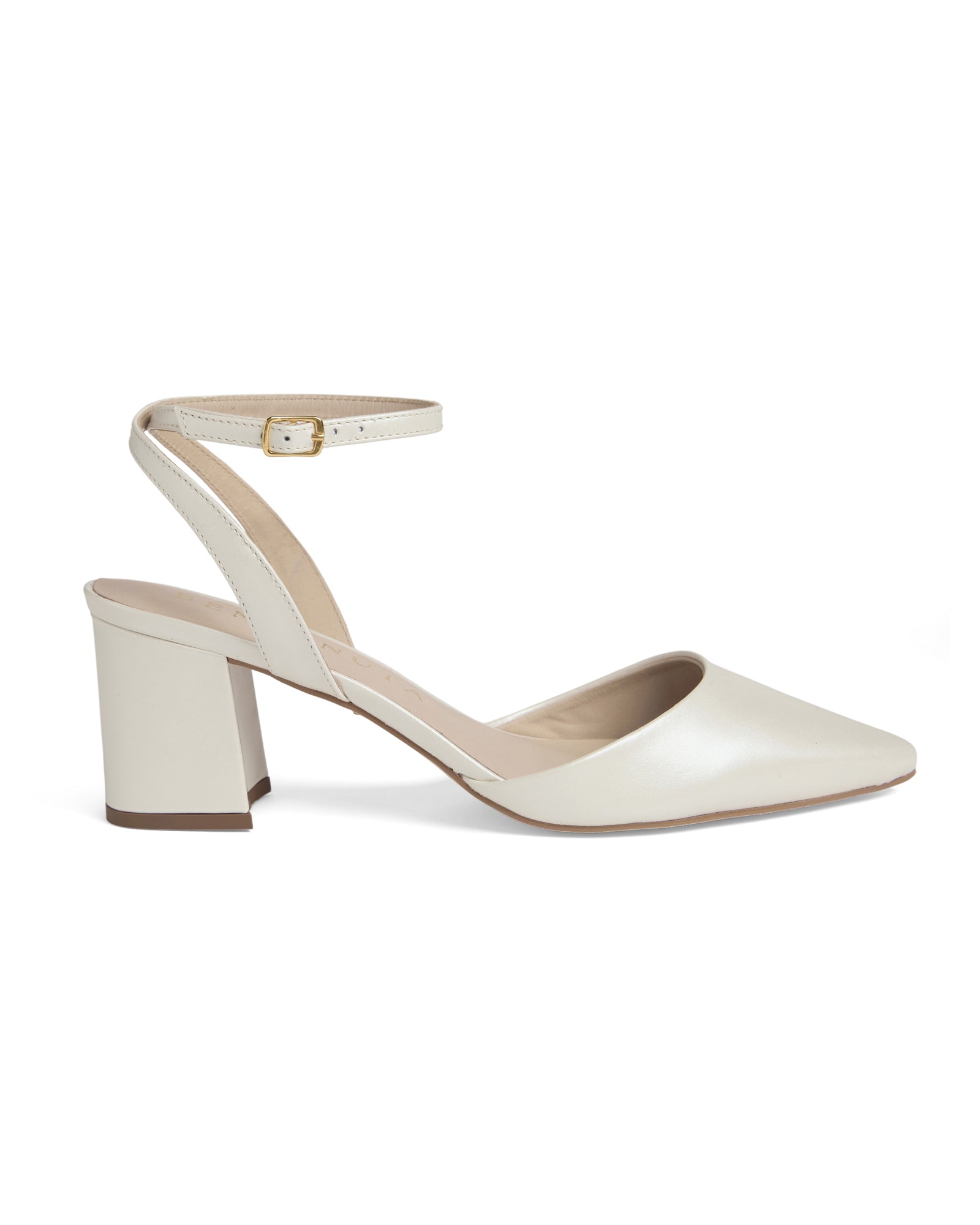 Slingback de noiva Bia 70 Benvenuta em couro branco perolado.
