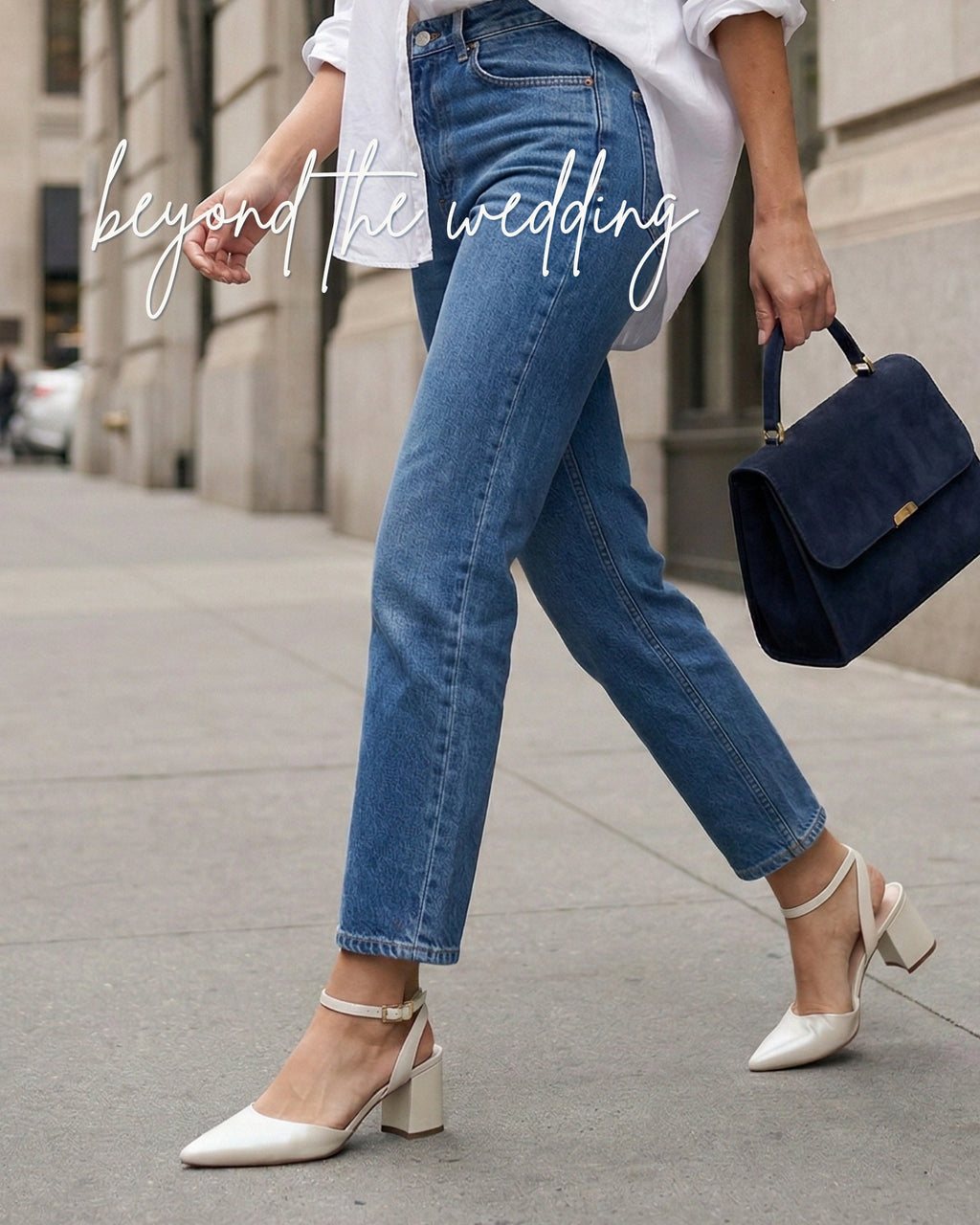Mulher usando no seu dia-a-dia o scarpin slingback BIA 70 da Benvenuta