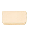 Carteira de festa, clutch Lia Benvenuta em chamois bege