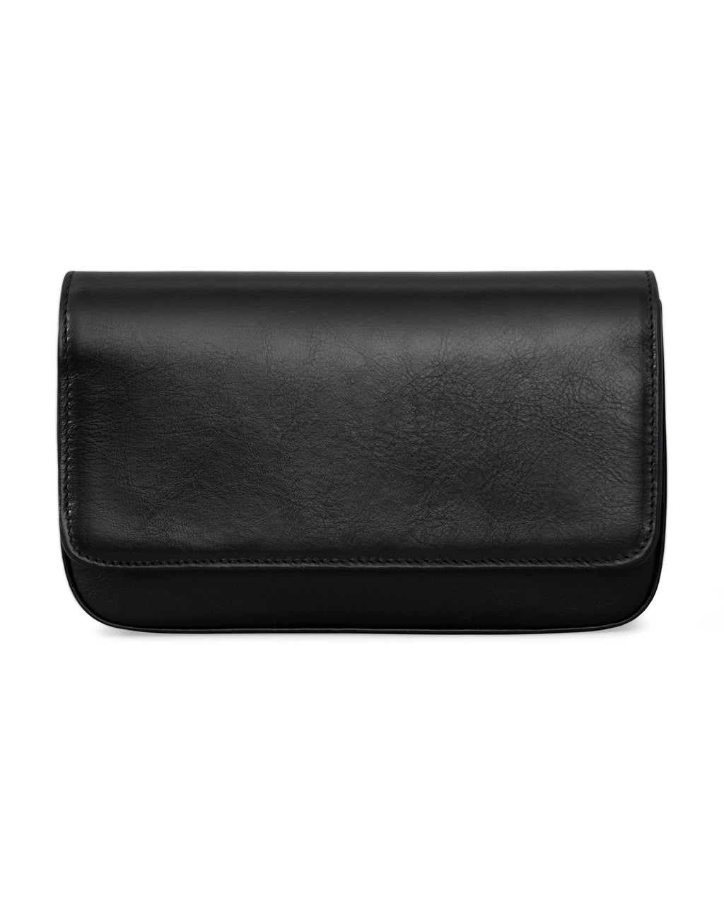 Carteira de festa, clutch Lia Benvenuta em couro preto