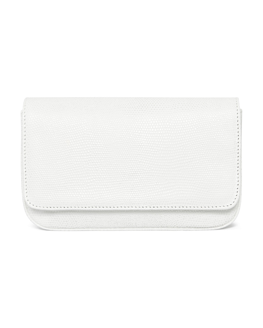 Clutch Lia Iguana Branca Perolada Benvenuta vista de frente