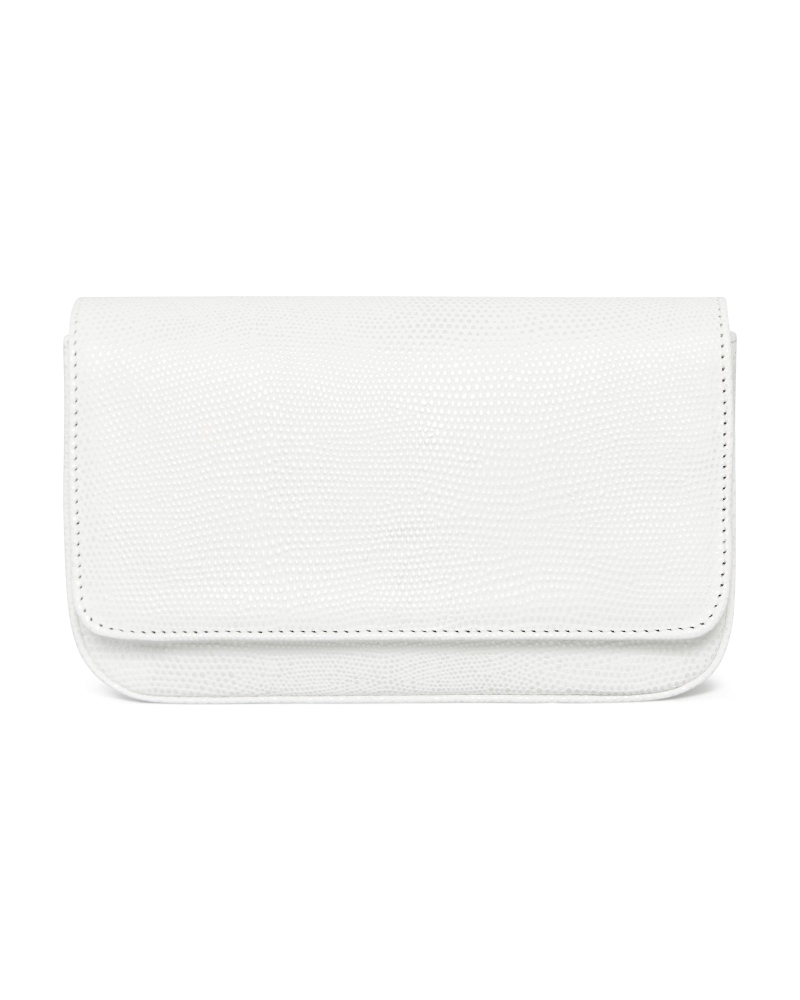 Clutch Lia Iguana Branca Perolada Benvenuta vista de frente