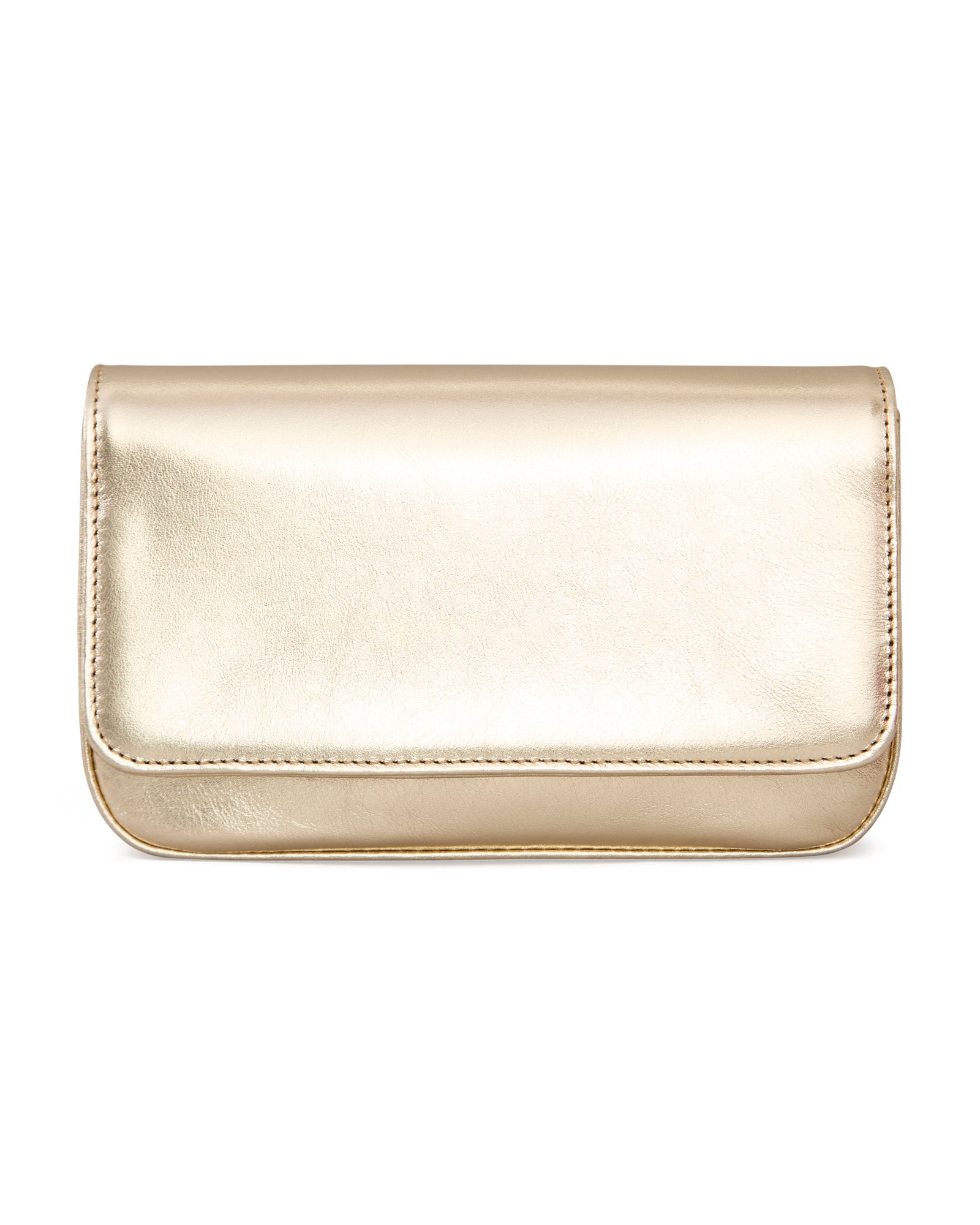 Carteira de festa, clutch Lia Benvenuta em ouro light metalizado