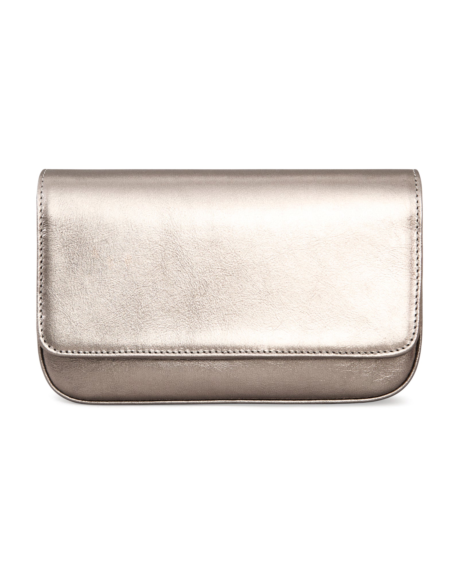 Carteira de festa, clutch Lia Benvenuta em prata velho metalizado